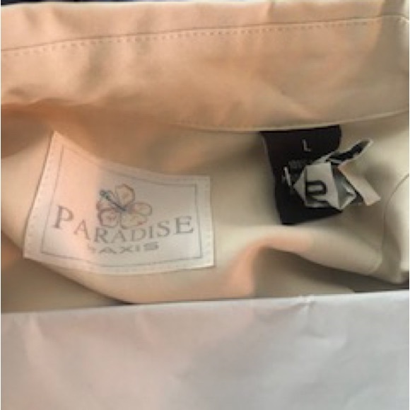 Paradise by axis men’s silk shirt, tan with beautiful design sz Large - Picture 5 of 5